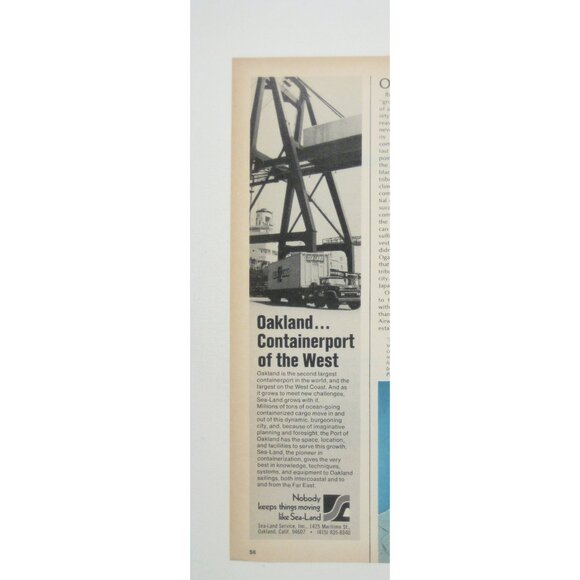 1972 Vintage Sea-Land Services Oakland Containerport Print Ad Port - Picture 2 of 2